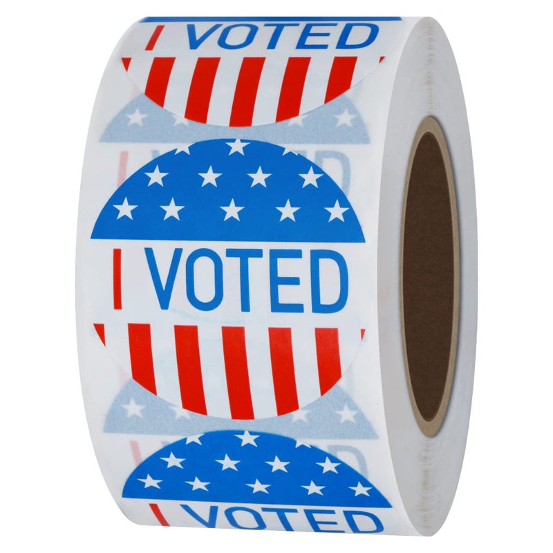 Hybsk I Voted with Red, White, and Blue Circle Stickers 1.5 Inch Round 500 Labels Per Roll (I Voted) - Image 1